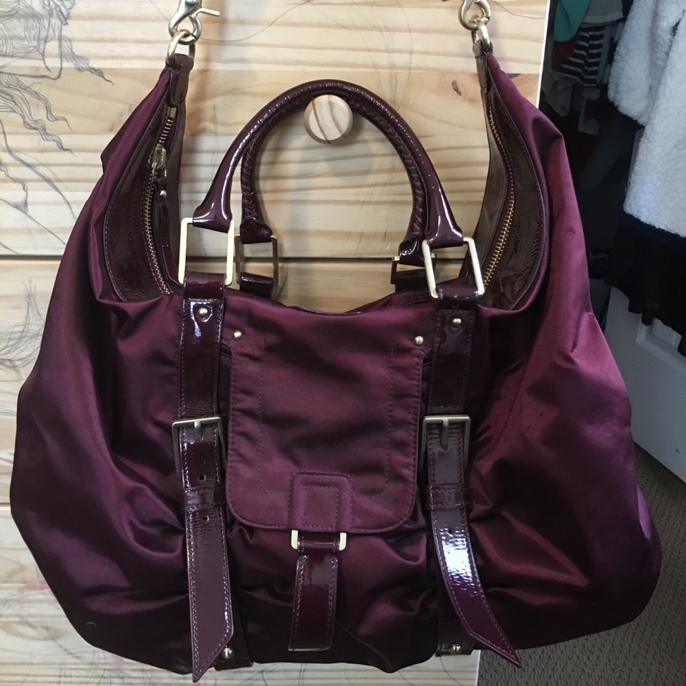 Botkier red patent leather and satin shoulder bag